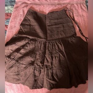 GAP Brown Tiered Skater Skirt with Tie Front